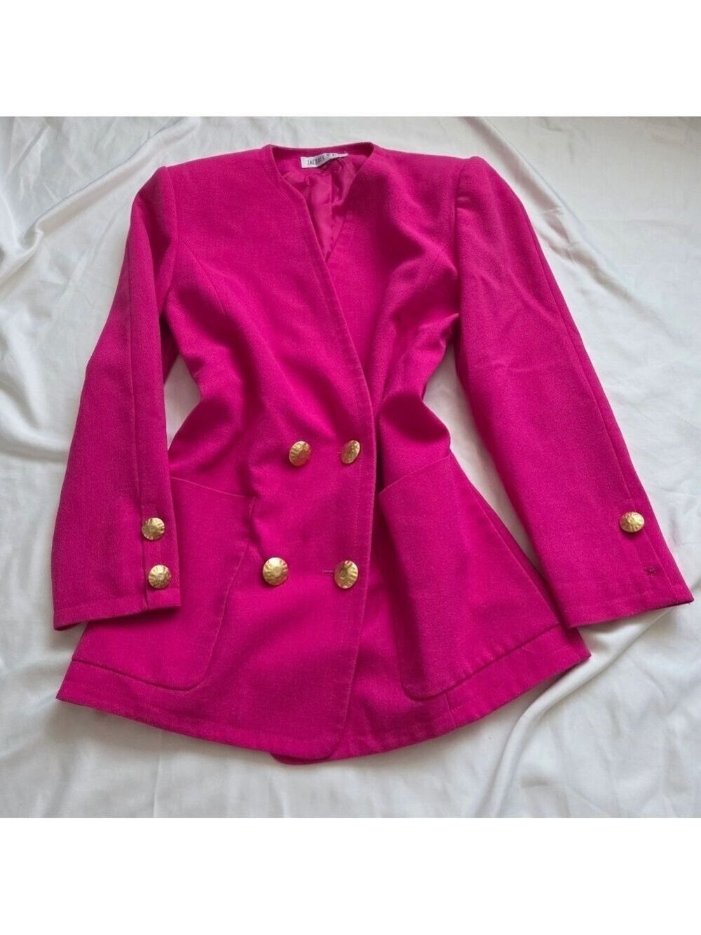 Jacques Vert Pink Wool Blazer Size 6 Made in England